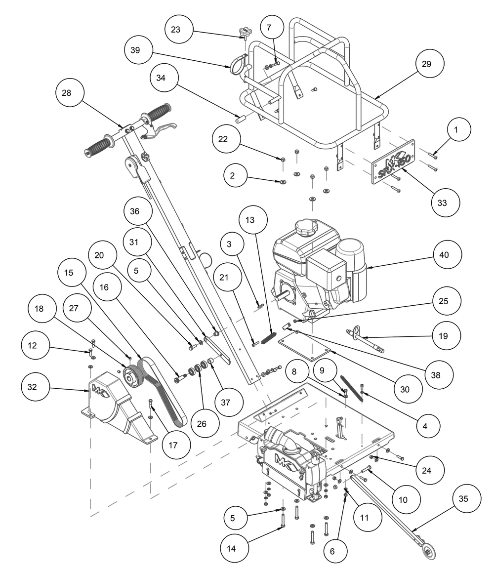 Section 02 Diagram and Parts List for SRX-150 172023-H MK Diamond Concrete Saw